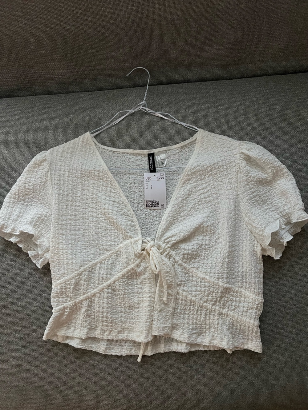 H&M Tie-Front Short Sleeve Blouse